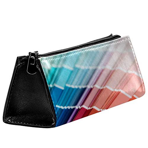 EZIOLY Catálogo de colores de muestra. Estuche de piel con cremallera para lápices, estuche de papelería, bolsa de maquillaje, bolsa de cosméticos, triangular para la escuela, el trabajo y viajes