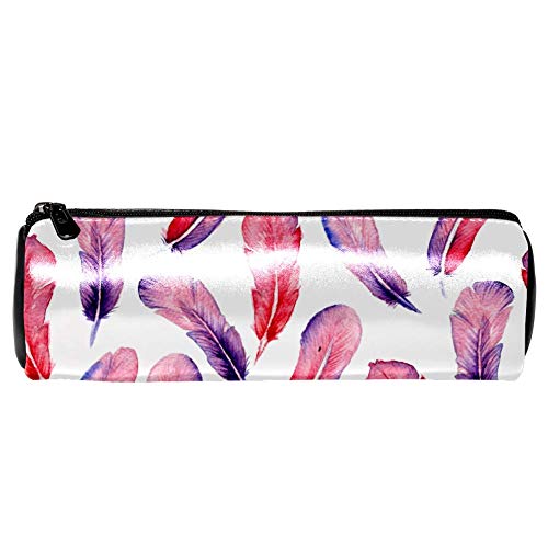 EZIOLY Lush Plumas de acuarela de cuero estuche para lápices monedero bolsa de maquillaje cosmético para la escuela trabajo oficina