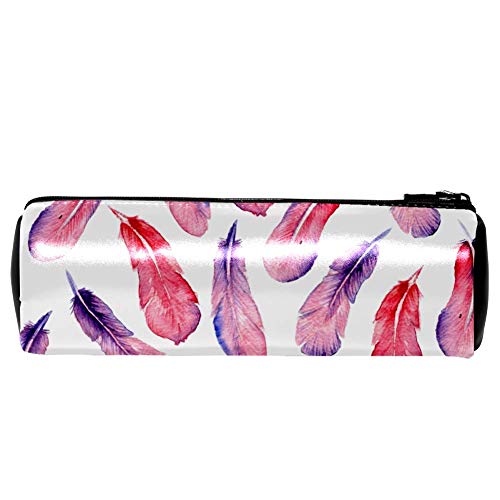 EZIOLY Lush Plumas de acuarela de cuero estuche para lápices monedero bolsa de maquillaje cosmético para la escuela trabajo oficina