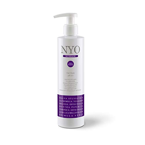 FAIPA Cosmetics NYO Champú NO YELLOW 300ml- Champú anti-amarillo con extractos vegetales blanqueadores. Neutraliza el reflejo amarillo del cabello teñido,ilumina el cabello gris