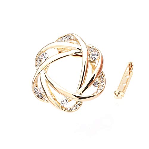 Fajewellery Broche Flor Camelia Perla Rhinestone Bufanda Anillo Broches para Mujeres