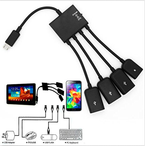 FamilyMall(TM 4 Puertos USB Micro Alimentación Carga OTG Hub Cable Adaptador para HTC LG S4 Galaxy Tab 3