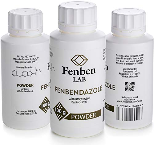 Fenbendazole 100g Polvo, Pureza >99.9%, de Fenben Lab, Incluye Certificado de Análisis, Probado en un Laboratorio Certificado, 3.5oz