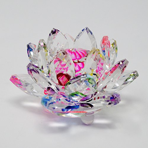 Feng Shui de cristal de flor de loto 8,13 cm incluye + Mxsabrina rojo Pulsera cuerdas SKU: X9013