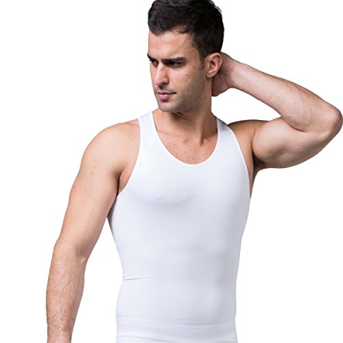 FEOYA - Chaleco Interior para Hombre Reductora Suave Adelgazante Adelgazar el Peso Camiseta Interior Moldeadora Talla Grande Body Shaper - Blanco - L