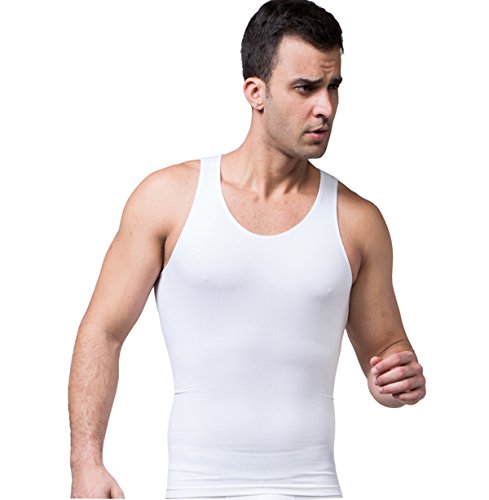 FEOYA - Chaleco Interior para Hombre Reductora Suave Adelgazante Adelgazar el Peso Camiseta Interior Moldeadora Talla Grande Body Shaper - Blanco - L