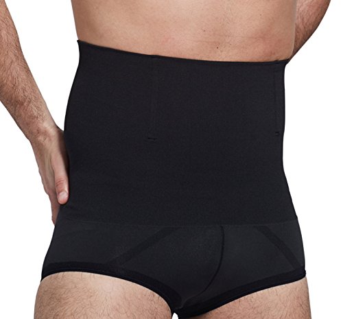 FEOYA - Slip Adelgazante para Hombre Calzoncillos Reductor Ropa Interior con Faja Moldeadora para Vientre Plano Transpirable Elástico - Negro - Talla ES XL