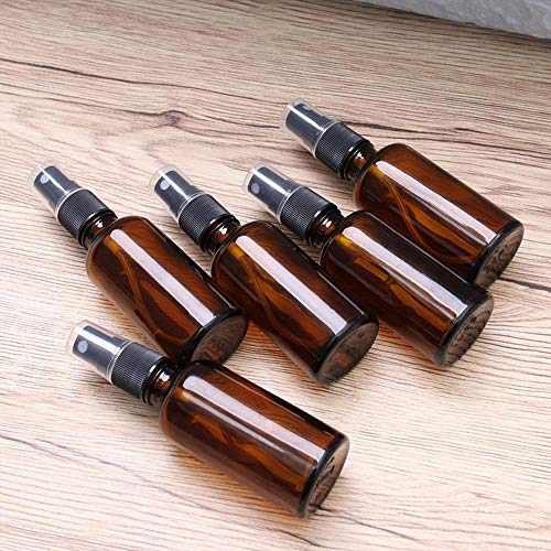 Fesjoy 6Pcs 100ML Botellas de aerosol de niebla de vidrio ámbar vacías Contenedores de vidrio recargables