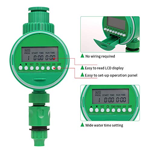 Fesjoy Programador de Riego a Pilas, Manguera Programable Temporizador de Agua 3/4"1/2" Temporizador Digital automático de Agua