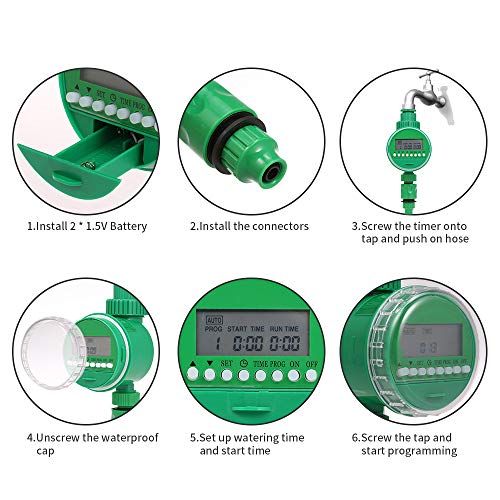 Fesjoy Programador de Riego a Pilas, Manguera Programable Temporizador de Agua 3/4"1/2" Temporizador Digital automático de Agua