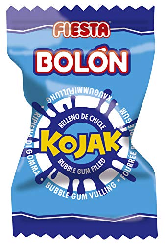 FIESTA Bolón Kojak Pintalenguas Caramelo Duro Sabor Mora Relleno de Chicle - Caja de 150 unidades