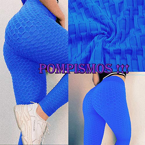 FITTOO Leggings Push Up Mujer Mallas Pantalones Deportivos Alta Cintura Elásticos Yoga Fitness Azul L