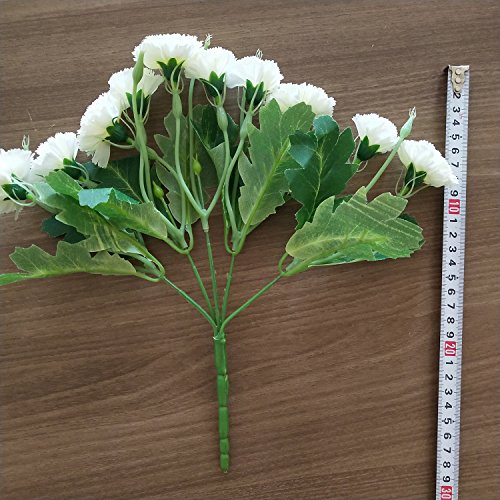 Flores Artificiales MZMing [4 piezas] Mejor Regalo 10 Flor Artificial de Clavel Flor de Seda Artificial Arbusto de Boda en Casa Decoración de Florero en Tumba - Blanco