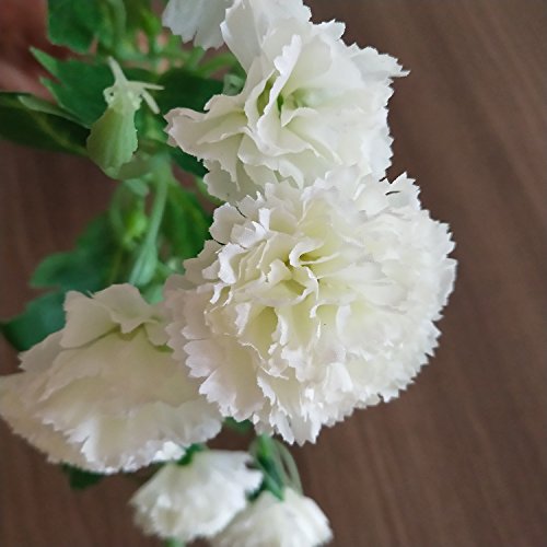 Flores Artificiales MZMing [4 piezas] Mejor Regalo 10 Flor Artificial de Clavel Flor de Seda Artificial Arbusto de Boda en Casa Decoración de Florero en Tumba - Blanco