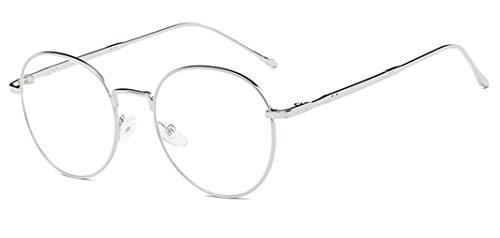 Flydo Gafas Metal Redondas Estilo Retro de los Años Sesenta Hombre y Mujer con Montura de Metal-acero Fino Retro Vintage Lente Transparente Visión Clara