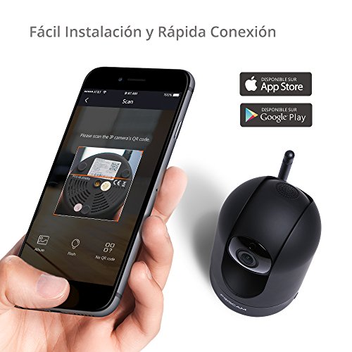 Foscam R2 BLACK - Cámara de seguridad con 2 MP, 1920 x 1080 Pixeles, P2P, IR Visión Nocturna, lector de tarjetas MicroSD, detección de movimiento, Negro