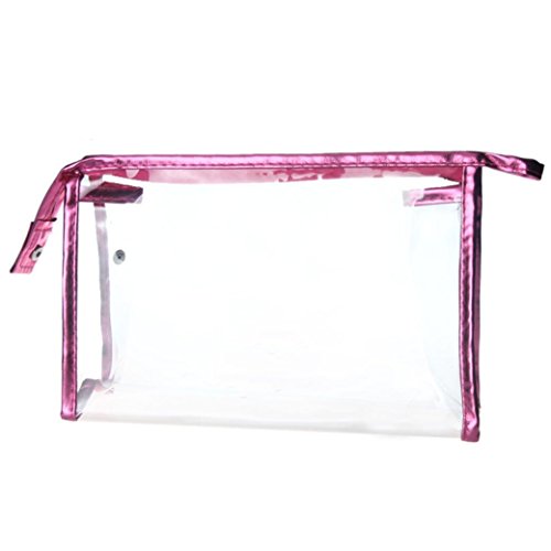 Fossen Transparente Neceser Bolsa de Aseo Impermeable Maquillaje Organizador de Cremallera para Mujer y Hombres (Rosa Caliente)