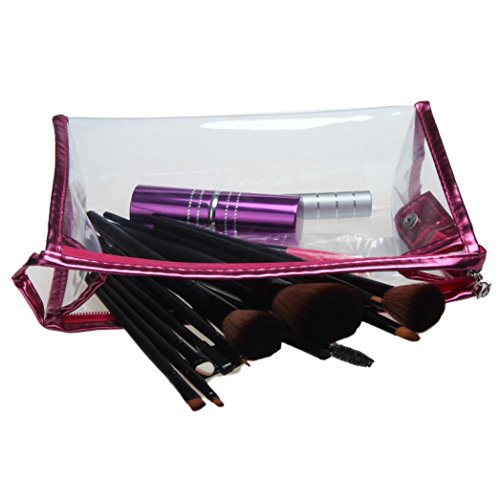 Fossen Transparente Neceser Bolsa de Aseo Impermeable Maquillaje Organizador de Cremallera para Mujer y Hombres (Rosa Caliente)