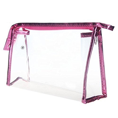 Fossen Transparente Neceser Bolsa de Aseo Impermeable Maquillaje Organizador de Cremallera para Mujer y Hombres (Rosa Caliente)