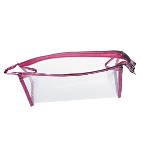 Fossen Transparente Neceser Bolsa de Aseo Impermeable Maquillaje Organizador de Cremallera para Mujer y Hombres (Rosa Caliente)