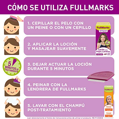 FullMarks Loción Antipiojos para Niños con Lendrera, sin Pesticidas, Inoloro e Incoloro - 100 ml