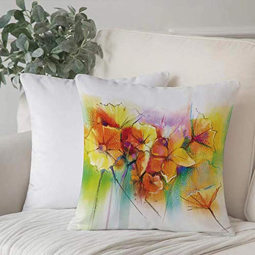 Funda de Cojín duradero Fundas de Almohada Decorativa,Flor de acuarela, vibrante ramo de otoño con imágenes fragantes de tipos de flores Narciso, m,Funda de Cojín con Cremallera Invisible 45 x 45 cm