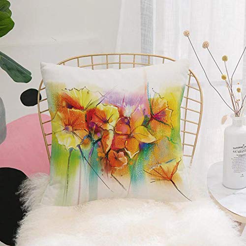 Funda de Cojín duradero Fundas de Almohada Decorativa,Flor de acuarela, vibrante ramo de otoño con imágenes fragantes de tipos de flores Narciso, m,Funda de Cojín con Cremallera Invisible 45 x 45 cm