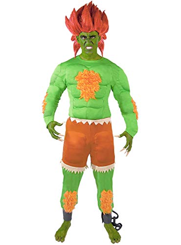 Funidelia | Disfraz de Blanka - Street Fighter Oficial para Hombre Talla XL ▶ Games, 80er Jahre, Arcade - Verde, Camiseta con Pecho y Brazos musculosos, pantalón musculoso y grilletes