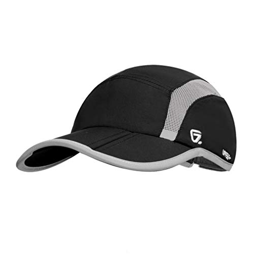 GADIEMKENSD Quick Dry Sports Hat Lightweight Breathable Soft Outdoor Run Cap (Folding Series, Black)