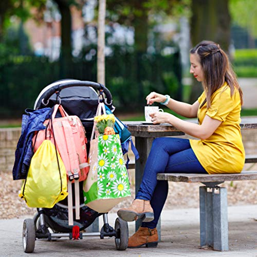 Ganchos Carrito Bebé, Baby Uma - Engancha tus bolsas de la compra, bolso o cambiador en el manillar de la Sillita, Cochecito o Silla de Ruedas. Pack de 2. Ajuste Universal (Negro)