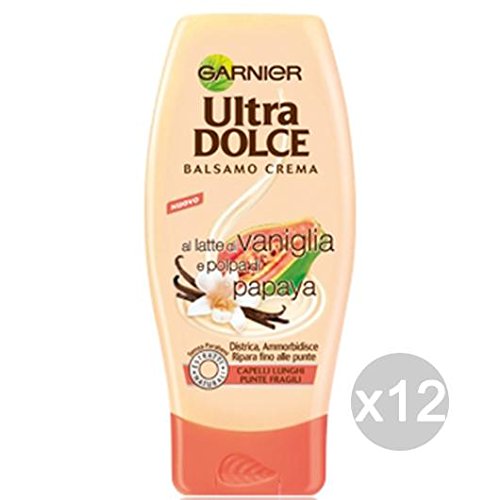 GARNIER - Set de 12 acondicionadores ultra suaves con aroma de vainilla, papaya y pelo largo