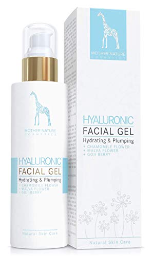 Gel Hidratante Facial de Ácido Hialurónico con Manzanilla Real - NATURAL, VEGANO - para Mujer y Hombre - 100ml Hecho en Austria - Alta Hidratación y Efecto Antiarrugas, para Pieles Mixtas e Impuras