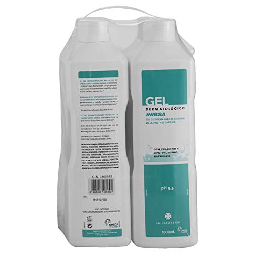 Geles Inibsa - Gel Dermatológico 1000 ml, Gel de ducha para el cuidado de la piel y el cabello, Ahorro Pack Dermatologico