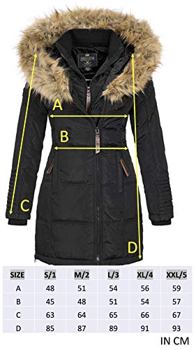 Geographical Norway Belissima - Chaqueta de invierno para mujer con capucha de piel XL azul marino M