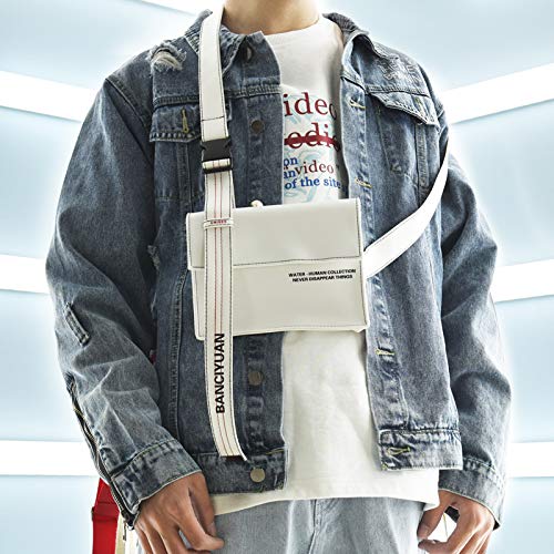 ghig Japonés Harajuku Tide Marca Mochila Bolsa De Pecho Inclinado Bolsa Pequeña Bolsa De Un Hombro Bolsa Calle Hip-Hop Hombres Y Mujeres Blanco