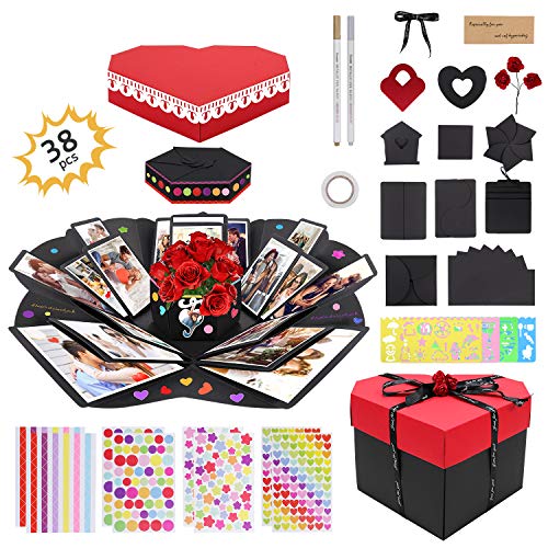 Gifort Caja Sorpresa, Caja de Regalo Creative Explosion Box para DIY Photo Álbum Scrapbook Forma de Corazón para Mujer Hombre Cumpleaños Aniversario Boda de San Valentín