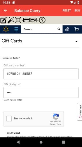 Gift Card Balance (balance check of gift cards)