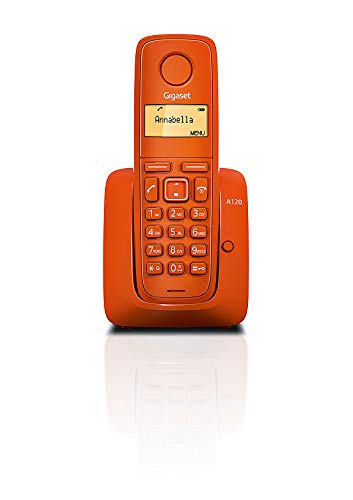 Gigaset A120 - Teléfono Inalámbrico, Agenda de 50 Contactos,, Pantalla Iluminada, Color Naranja