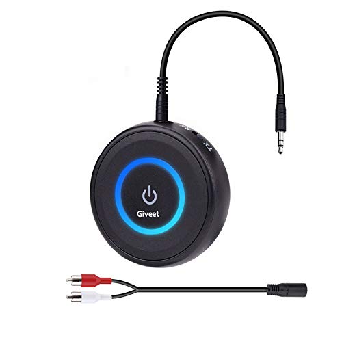 Giveet Bluetooth V5.0 Transmisor y Receptor con aptX Low Latency, Adaptador Inalámbrico de Transmisión de Audio Bluetooth para TV,PS4,Xbox,PC,Auriculares,Altavoz Estéreo de Coche con Sonido