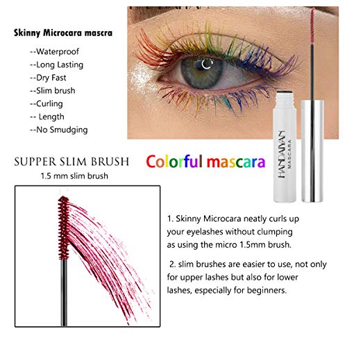 GL-Turelifes Máscara de 12 colores Máscara de fibra colorida Máscara encantadora de larga duración, pestañas gruesas y largas Maquillaje de ojos a prueba de agua y manchas (# 07 verde)