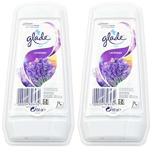 Glade By Brise Gel sólido ambientador de larga duración, frescor en la casa, eficiencia 1 meses, aroma a lavanda y jazmín, 150 g, lote de 2