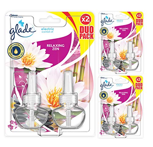 Glade J312581 - Set de 2 Recambios para Ambientador Eléctrico Líquido con Aceites Esenciales, Aroma Relax Zen, hasta 100 Días [Pack de 3]