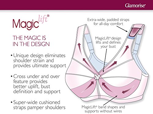 Glamorise Magic Lift Full Figure Support Front Close Bra, Sujetador Cotidiana para Mujer, Blanco, 120F