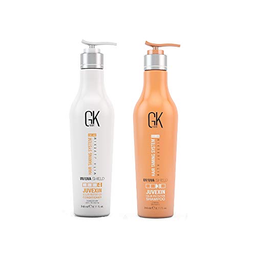 Global Keratin GKhair Shield Shampoo and Conditioner Duo (240ml/ 8.11 fl. oz) | Against Sun, UV/UVA Rays | For Dry, Split Ends with Aloe Vera and Natural Oils - All Hair Types