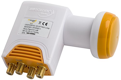 Golden Media Alta Ganancia Quattro-LNB Universal con Conectores Dorados (Full HD, 4 K, 0,1 db) (Importado)