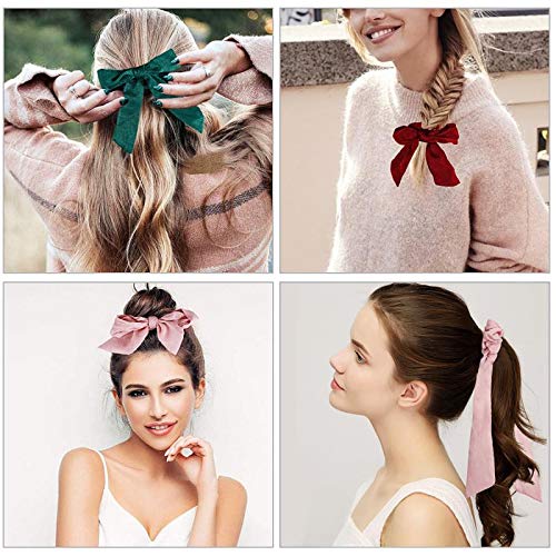 Gomas del Pelo, 9 Piezas de Elástico Cabello Scrunchies con Lazo, Multicolores Coleteros de Gasa Banda de Pelo Accesorios Pelo para Mujeres y Niñas, 9 colores