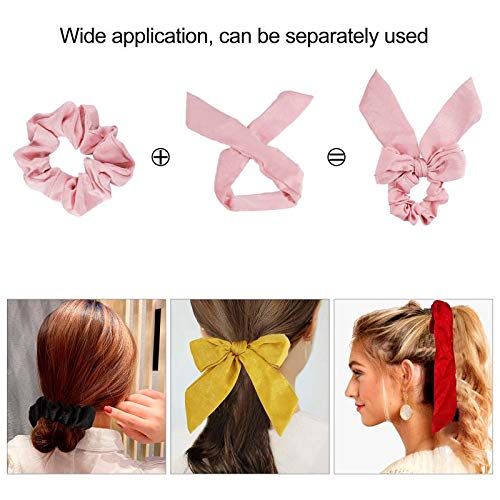 Gomas del Pelo, 9 Piezas de Elástico Cabello Scrunchies con Lazo, Multicolores Coleteros de Gasa Banda de Pelo Accesorios Pelo para Mujeres y Niñas, 9 colores