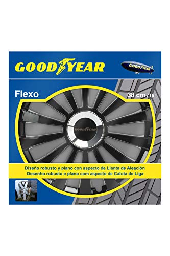 Good Year GOD9033 - Set de 4 Tapacubos Flexo 40, Negro, 15 Pulgadas