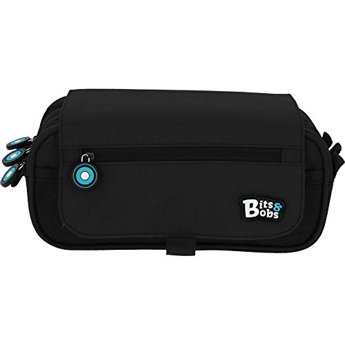 Grafoplás Bits & Bobs, Estuches 3 Compartimentos con Solapa, 23 cm, Negro