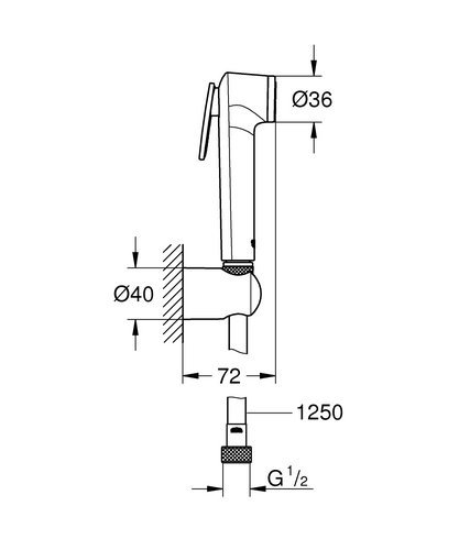 Grohe Tempesta-F Trigger Spray 30 - Teleducha accionada por botón, contiene alcachofa de ducha, flexo y soporte de pared (Ref. 27513001)